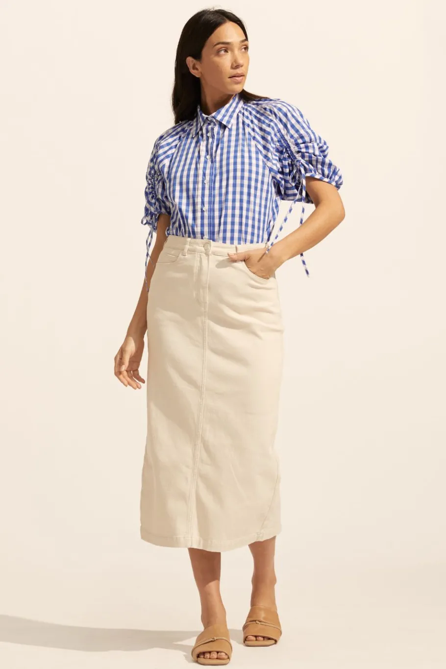 Bond Top-Azure Gingham Check|zoe kratzmann Sale