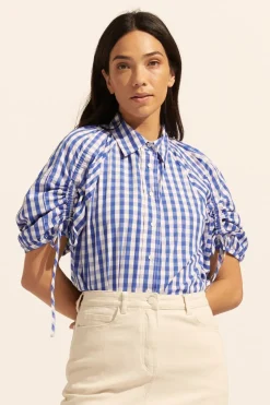 Bond Top-Azure Gingham Check|zoe kratzmann Sale