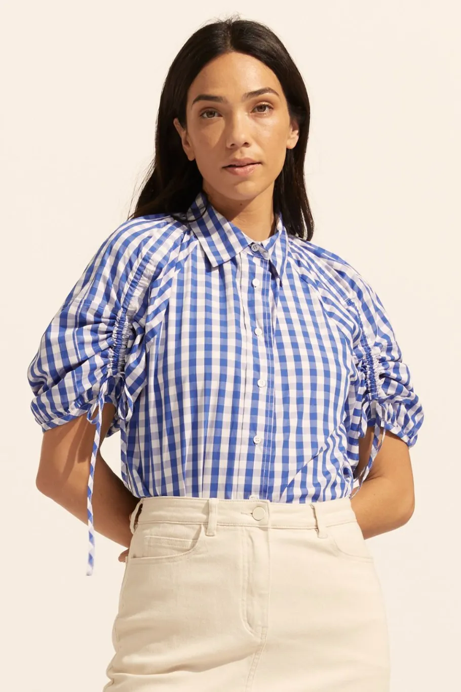 Bond Top-Azure Gingham Check|zoe kratzmann Sale