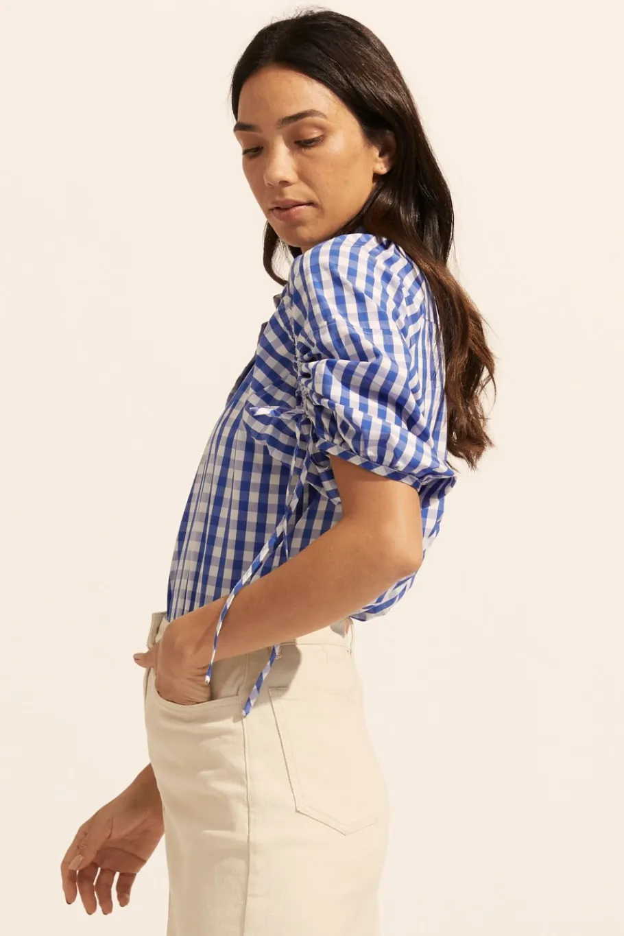 Bond Top-Azure Gingham Check|zoe kratzmann Sale