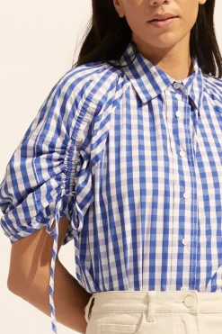 Bond Top-Azure Gingham Check|zoe kratzmann Sale