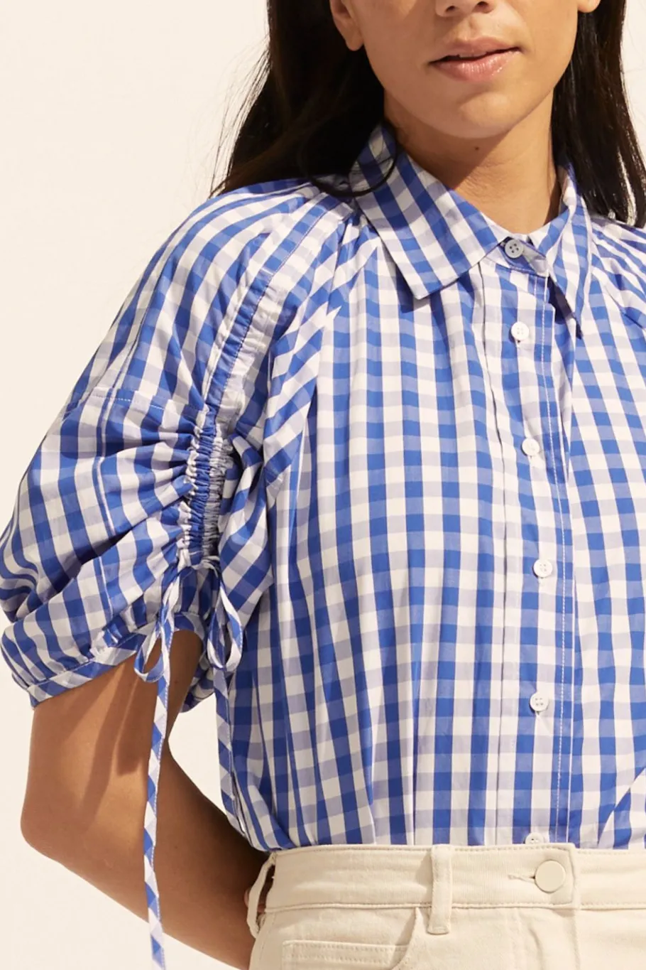 Bond Top-Azure Gingham Check|zoe kratzmann Sale