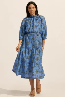 Field Dress-Azure Botanic|zoe kratzmann Hot