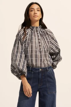 Fuse Top-Indigo Check|zoe kratzmann Online