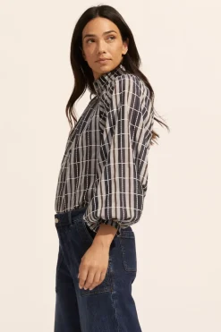 Fuse Top-Indigo Check|zoe kratzmann Online