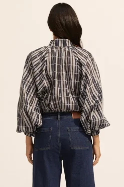 Fuse Top-Indigo Check|zoe kratzmann Online