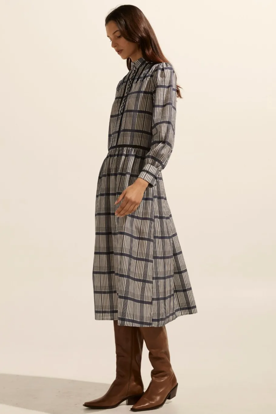 Gleam Dress-Ink/Porcelain Check|zoe kratzmann Hot