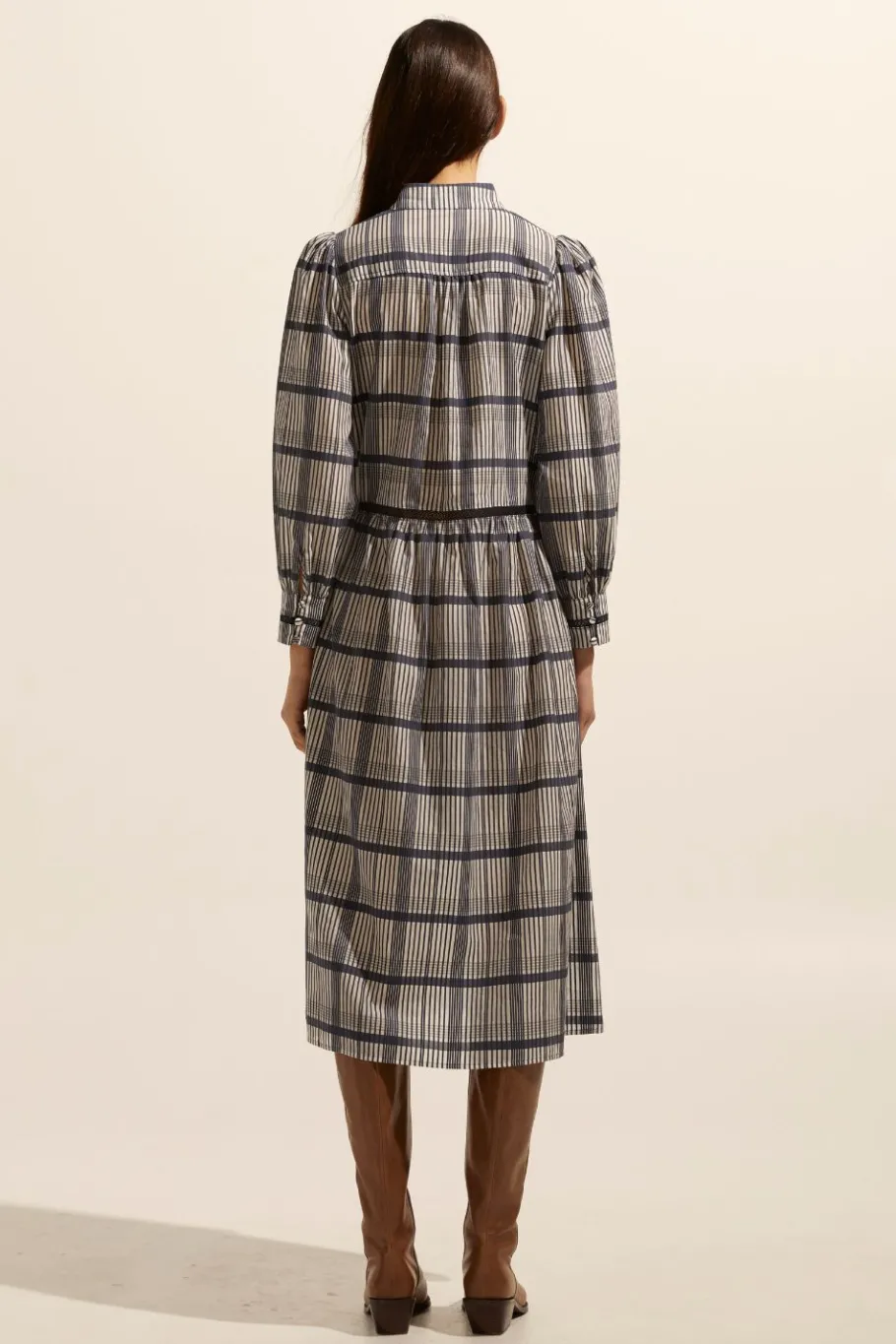 Gleam Dress-Ink/Porcelain Check|zoe kratzmann Hot