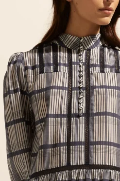 Gleam Dress-Ink/Porcelain Check|zoe kratzmann Hot