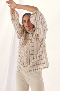Grant Top-Ivory Check|zoe kratzmann Outlet