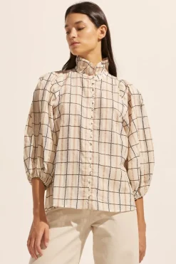 Grant Top-Ivory Check|zoe kratzmann Outlet