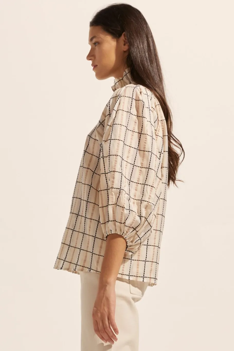 Grant Top-Ivory Check|zoe kratzmann Outlet