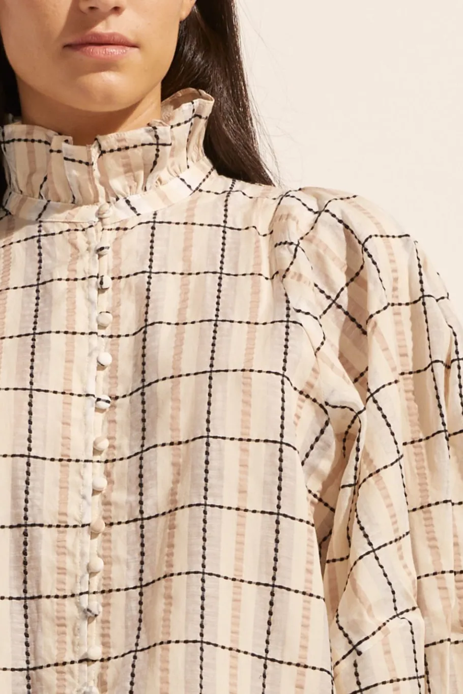 Grant Top-Ivory Check|zoe kratzmann Outlet