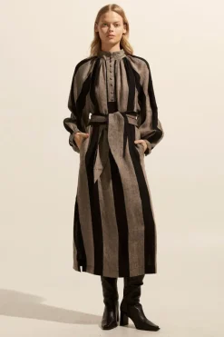Import Dress-Black/Stone Stripe|zoe kratzmann