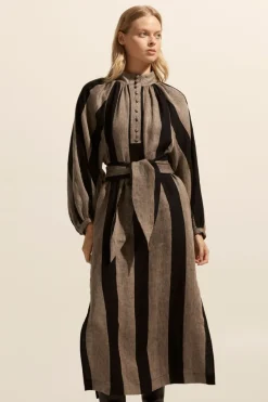 Import Dress-Black/Stone Stripe|zoe kratzmann