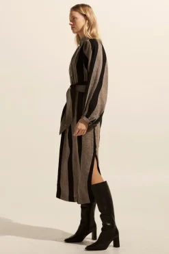 Import Dress-Black/Stone Stripe|zoe kratzmann