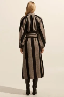 Import Dress-Black/Stone Stripe|zoe kratzmann