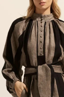 Import Dress-Black/Stone Stripe|zoe kratzmann