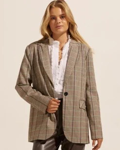 Index Jacket-Navy/Chocolate Check|zoe kratzmann Sale