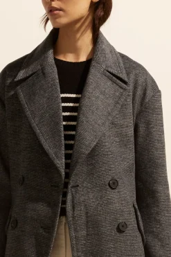Pillar Coat-Black Mini Check|zoe kratzmann Best