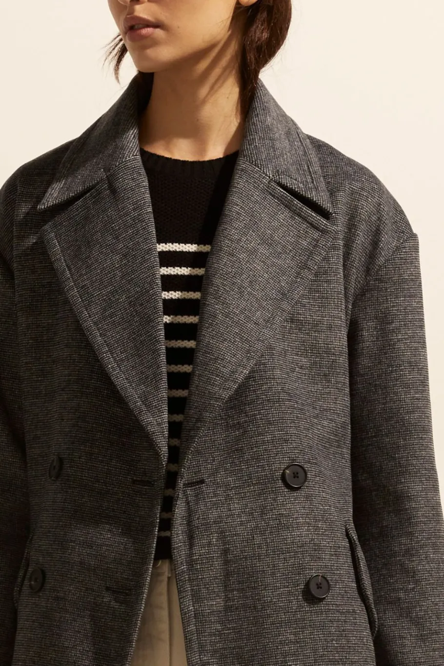 Pillar Coat-Black Mini Check|zoe kratzmann Best