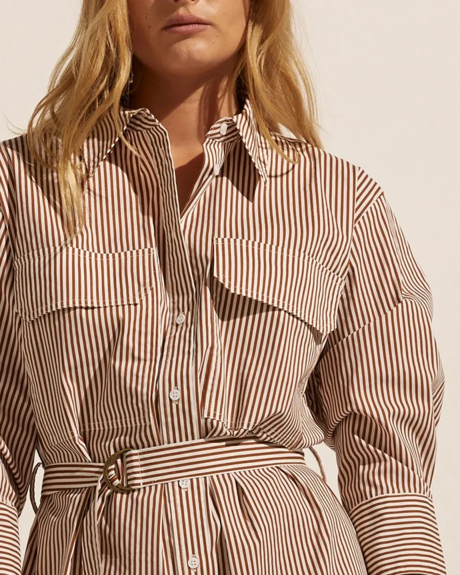 Pinpoint Dress-Cafe Stripe|zoe kratzmann Hot
