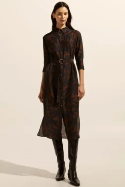 Pinpoint Dress-Choc Frond|zoe kratzmann Discount