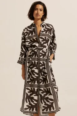 Pinpoint Dress-Frond Choc|zoe kratzmann
