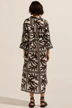 Pinpoint Dress-Frond Choc|zoe kratzmann