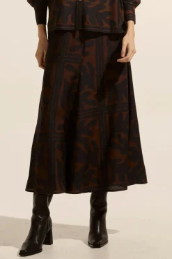 Recite Skirt-Choc Frond|zoe kratzmann Best