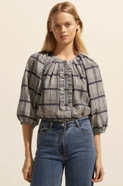 Refine Top-Ink/Porcelain Check|zoe kratzmann Outlet