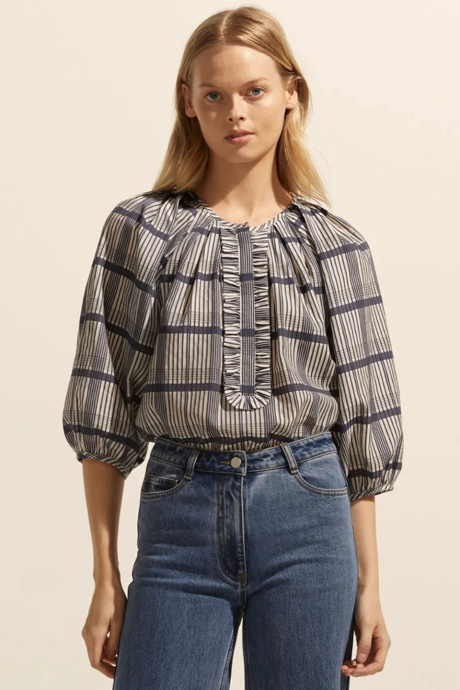 Refine Top-Ink/Porcelain Check|zoe kratzmann Outlet
