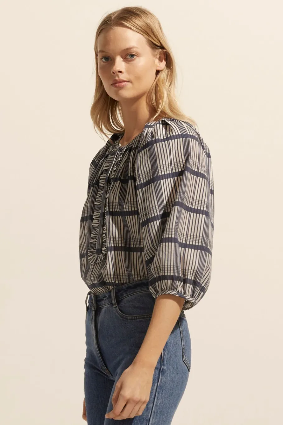 Refine Top-Ink/Porcelain Check|zoe kratzmann Outlet