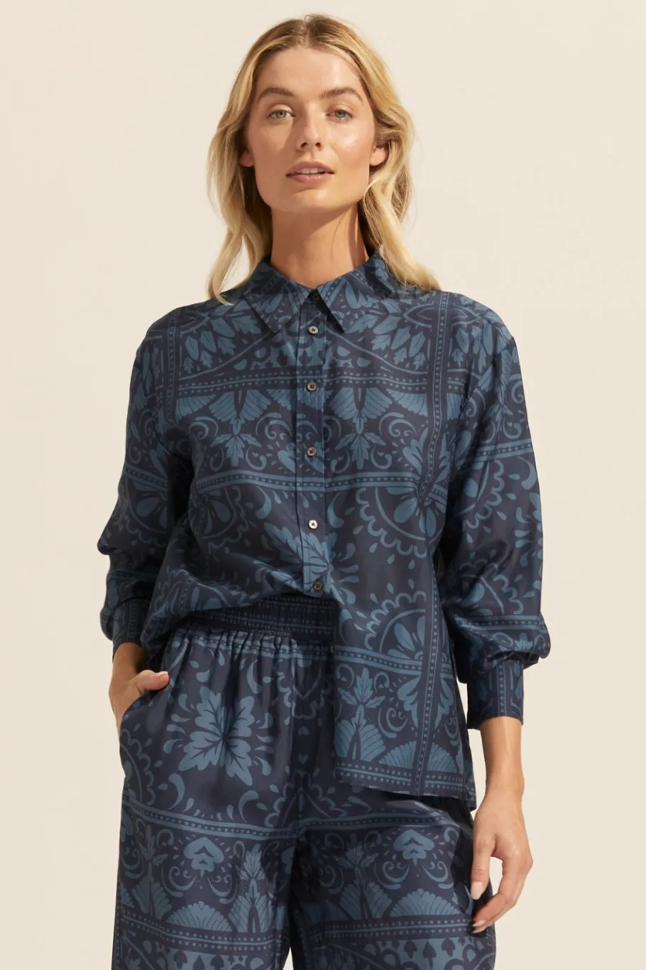 Reflex Top-Indigo Mosaic|zoe kratzmann Clearance