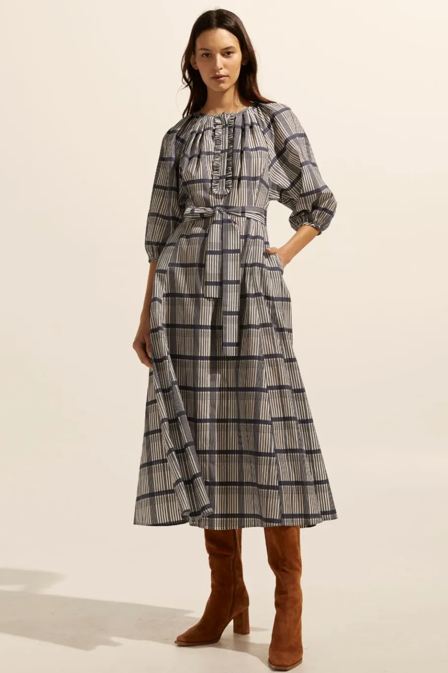 Regard Dress-Ink/Porcelain Check|zoe kratzmann Sale