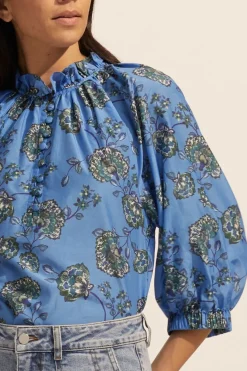 Siesta Top- Azure Botanic|zoe kratzmann New