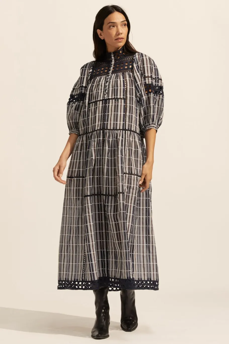 Tactic Dress-Indigo Check|zoe kratzmann