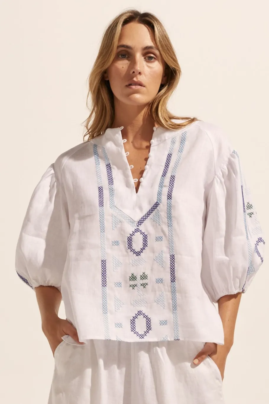 Theme Top-Azure Embroid|zoe kratzmann