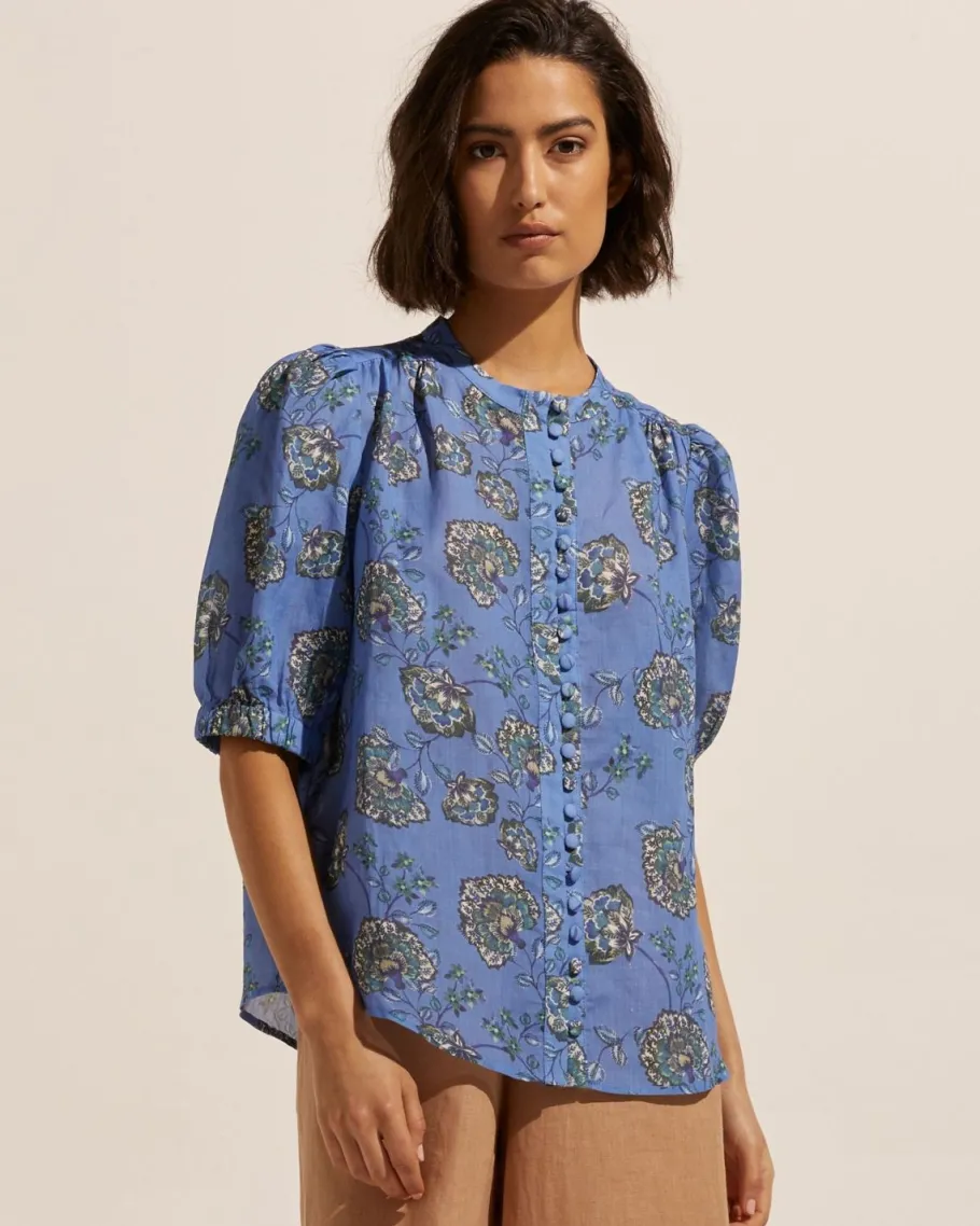 Virtue Top-Azure Botanic|zoe kratzmann New