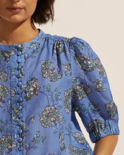 Virtue Top-Azure Botanic|zoe kratzmann New
